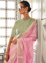 Baby Pink Casual Wear Weaving Saree