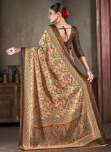 Brown Natural Silk Casual Printed Saree