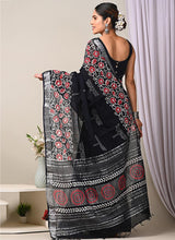 Black Printed Casual Wear Cotton Saree