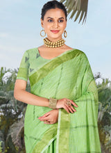 Green Cotton Daily Wear Weaving Saree