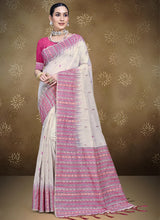 Pink Cotton Traditional Printed Saree