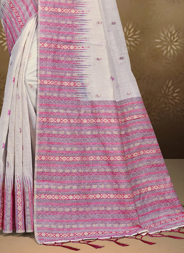 Pink Cotton Traditional Printed Saree