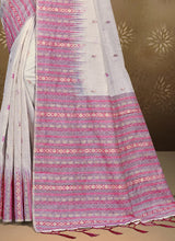 Pink Cotton Traditional Printed Saree