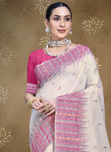 Pink Cotton Traditional Printed Saree