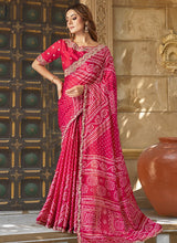 Red Gajji Silk Wedding Wear Stone Work Saree