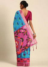 Sky Blue Cotton Casual Printed Saree