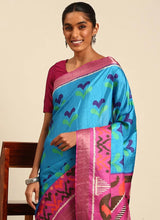 Sky Blue Cotton Casual Printed Saree