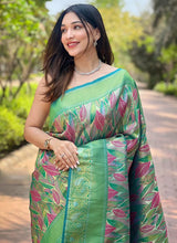 Green Silk Traditional Wear Weaving Saree